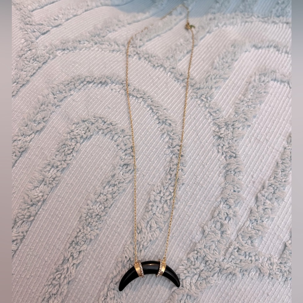 Stella & Dot Black and Gold Pave Arc Necklace